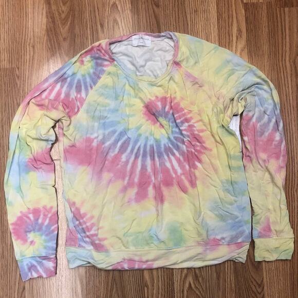 $110 Stripe & Stare Tie Dye Sweatshirt - Long sleeve sz. Small Pink Yellow - Picture 1 of 8